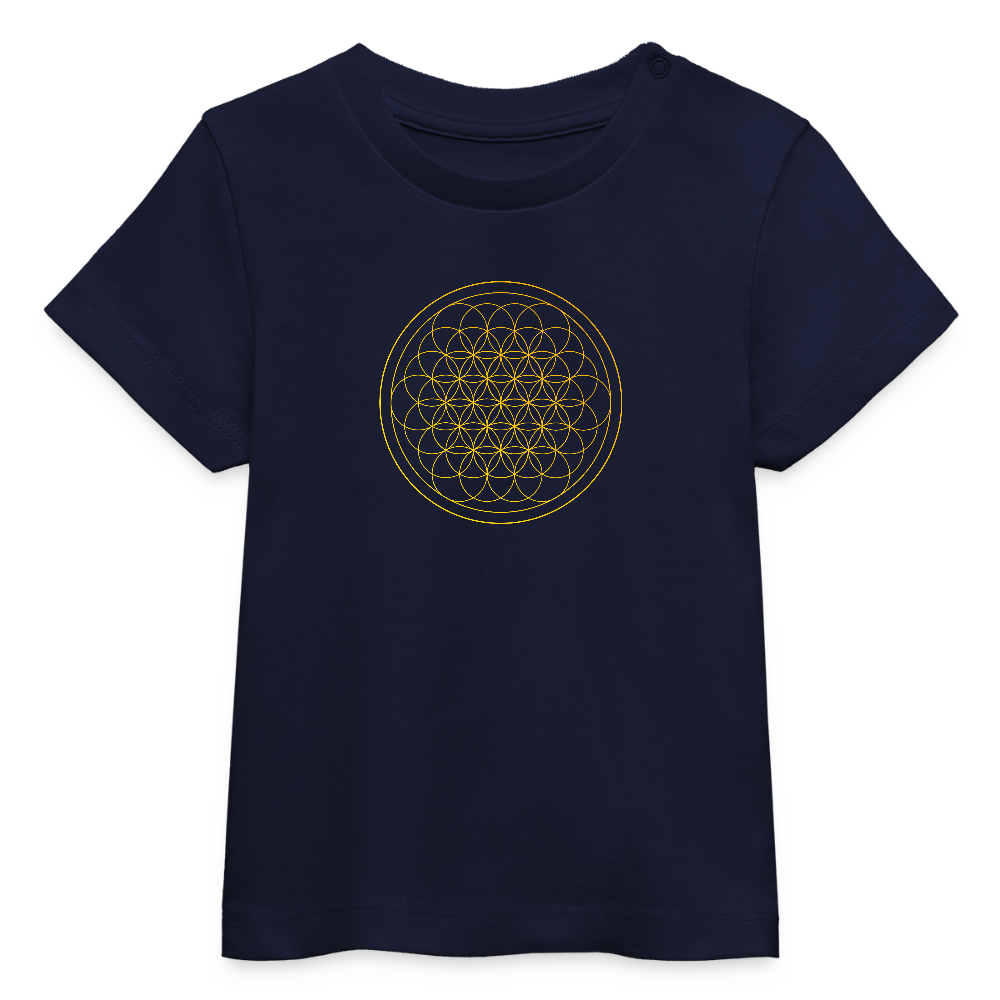 Golden flower of life Baby Organic T-Shirt - navy