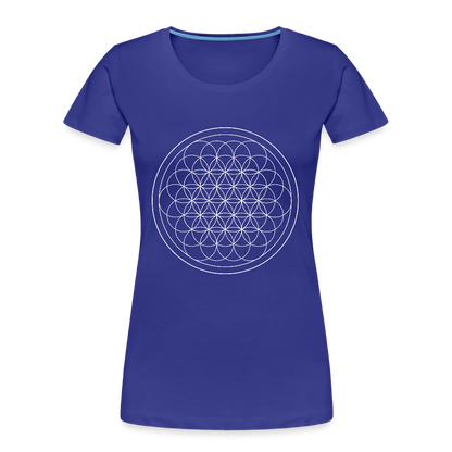 White flower of life women’s organic cotton T-Shirt - royal blue
