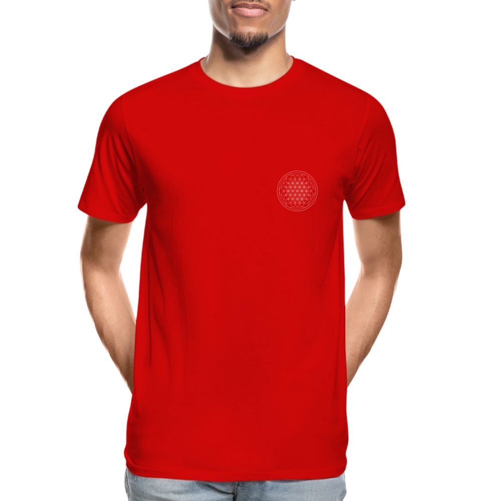 White flower of life men’s organic cotton T-Shirt - red