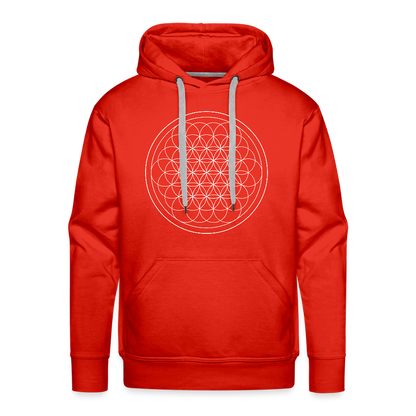 White flower of life men’s premium Hoodie - red