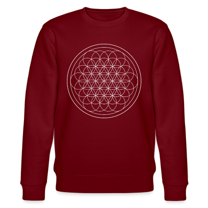 White flower of life organic cotton women's sweatshirt - burgundy