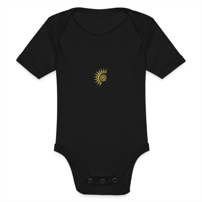 Atom Organic cotton short-sleeved Baby Bodysuit - black