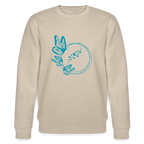Blue butterflies women's organic cotton sweatshirt - beige