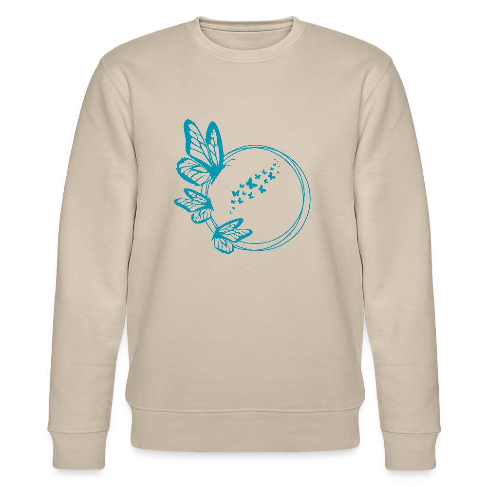 Blue butterflies women's organic cotton sweatshirt - beige