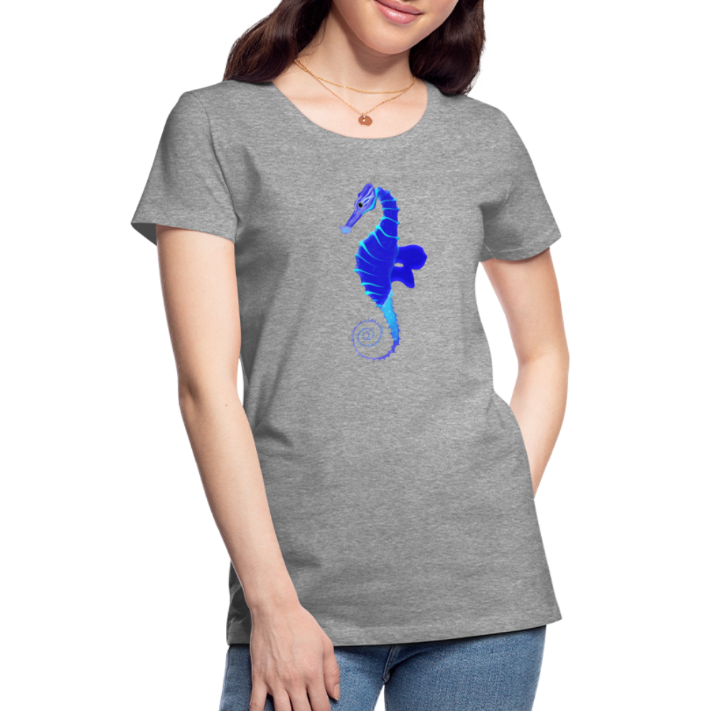 Blue Seahorse Women’s Premium T-Shirt - heather grey