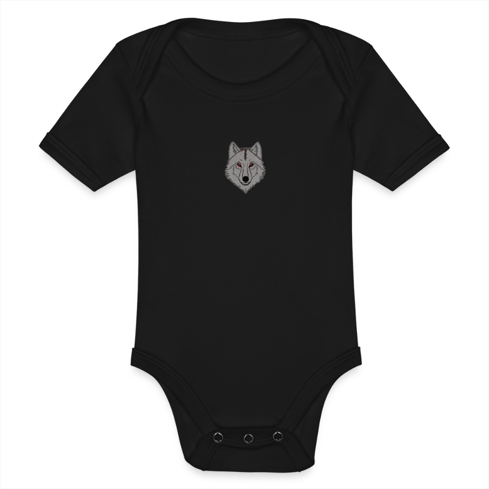 Wolf minimalist Organic Short-sleeved Baby Bodysuit - black