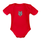 Wolf minimalist Organic Short-sleeved Baby Bodysuit - red