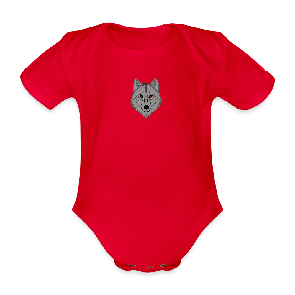 Wolf minimalist Organic Short-sleeved Baby Bodysuit - red
