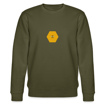 Bee & honeycomb organic cotton men's sweatshirt - khaki