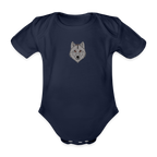 Wolf minimalist Organic Short-sleeved Baby Bodysuit - dark navy