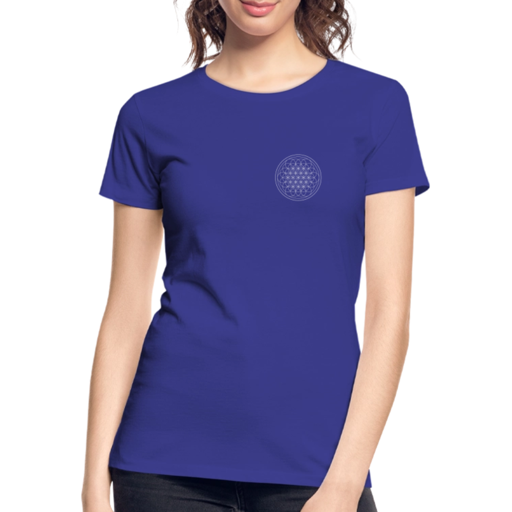 White flower of life women’s organic cotton T-Shirt - royal blue