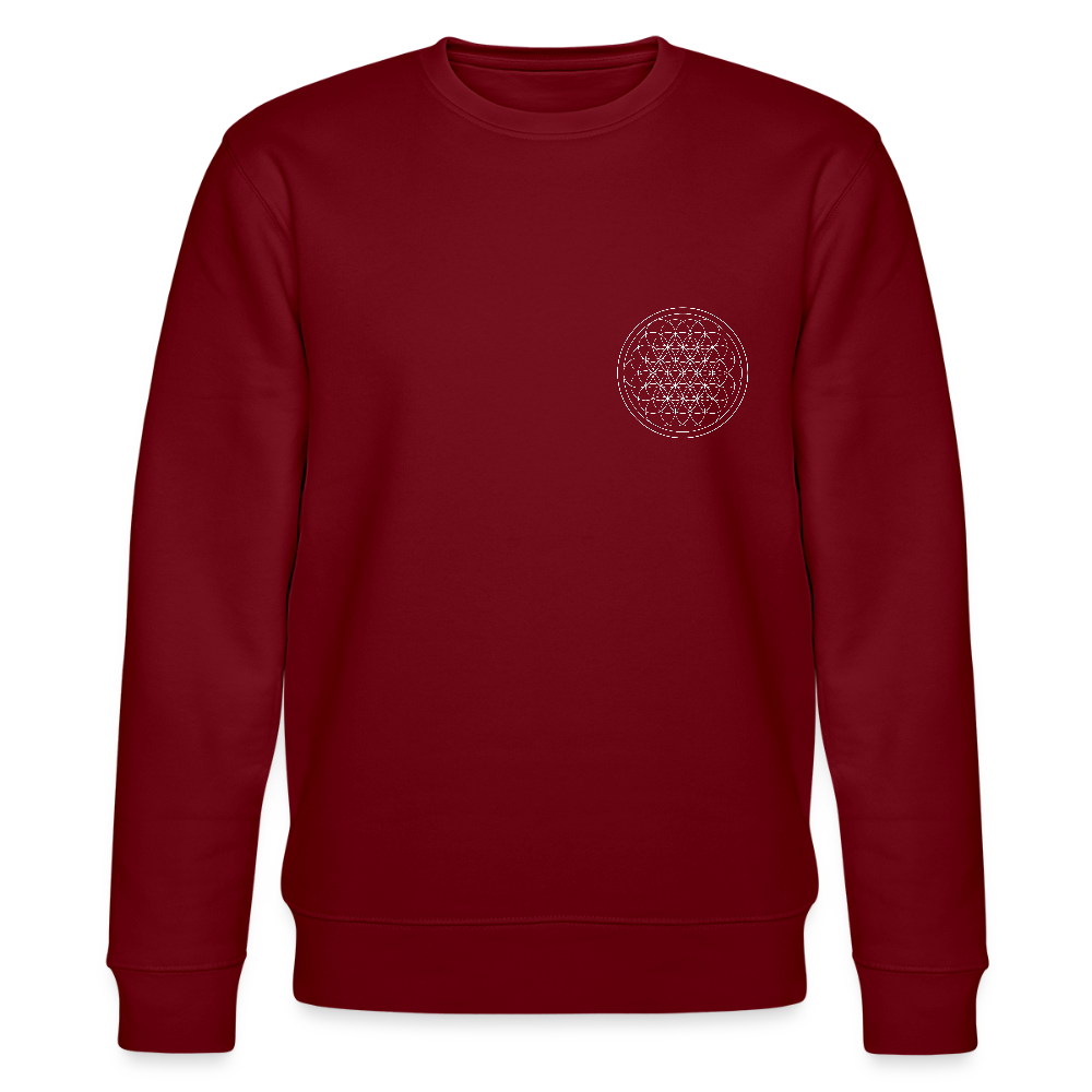 White flower of life organic cotton women's sweatshirt - burgundy