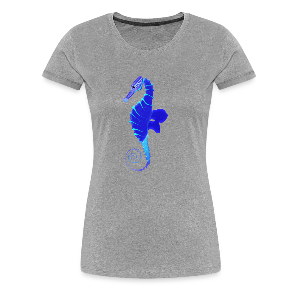 Blue Seahorse Women’s Premium T-Shirt - heather grey