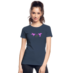 Pink Hummingbirds & Rose women’s organic cotton T-Shirt - navy