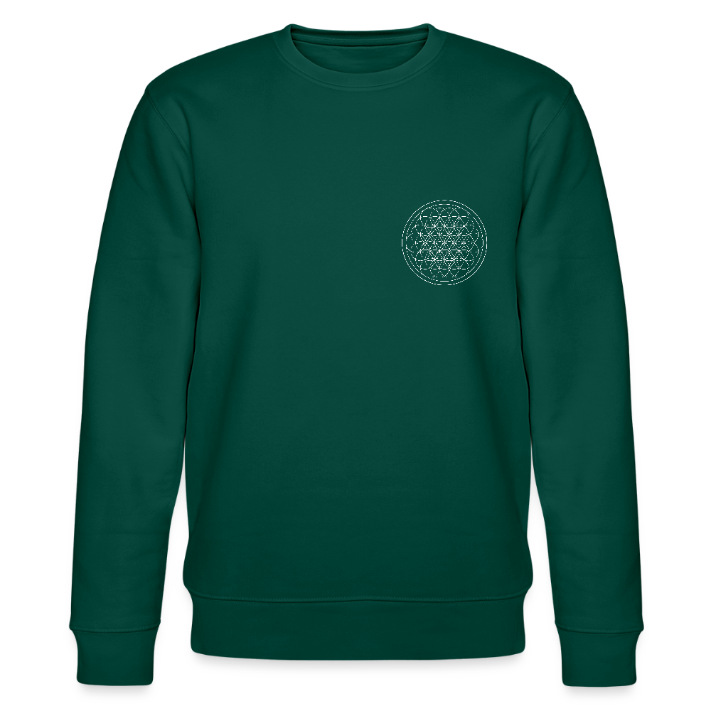 White flower of life organic cotton women's sweatshirt - forest