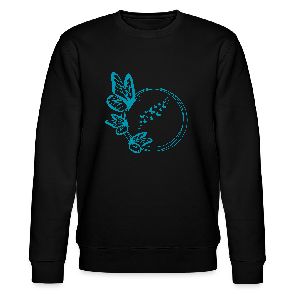 Blue butterflies women's organic cotton sweatshirt - black