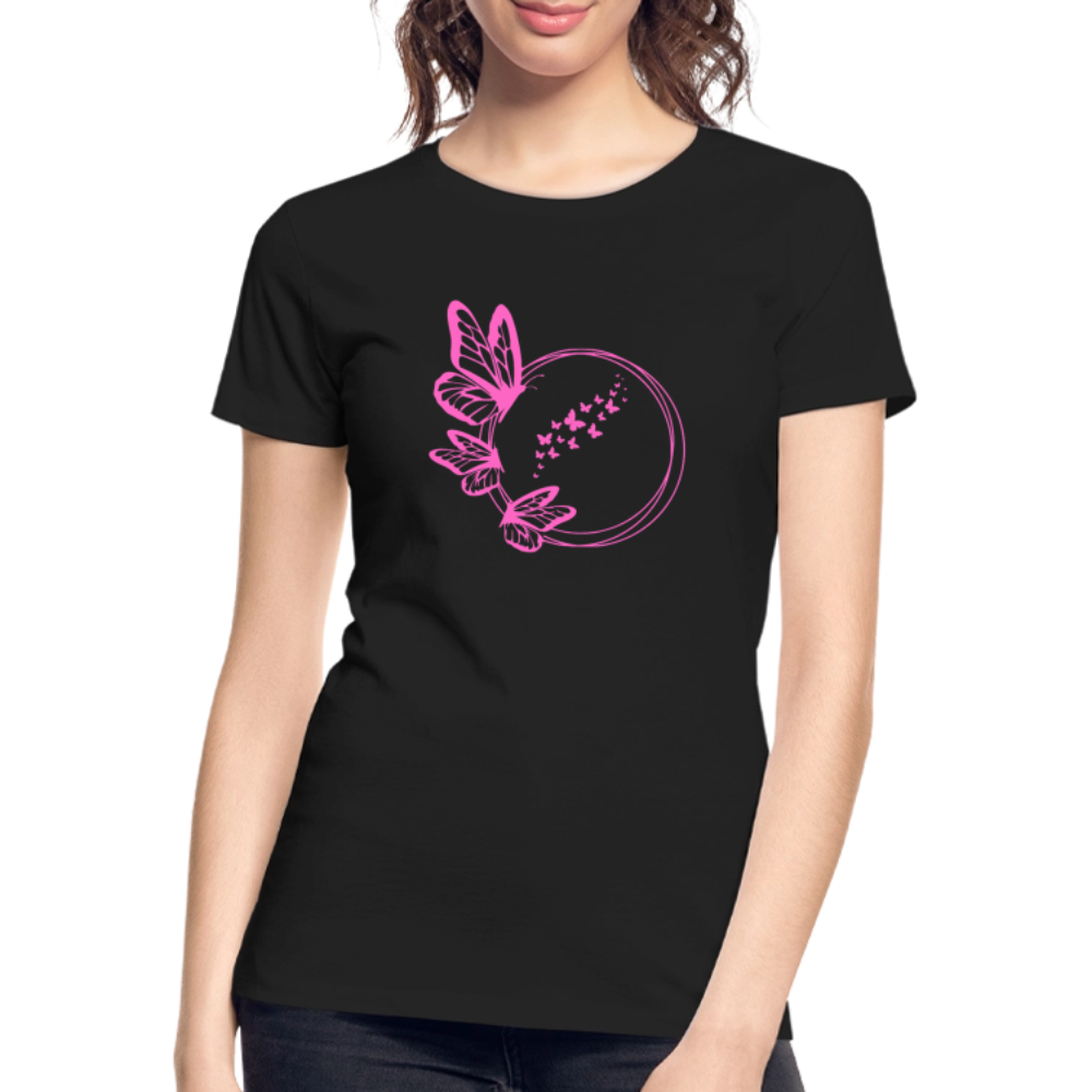 Pink butterflies women’s organic cotton T-Shirt - black