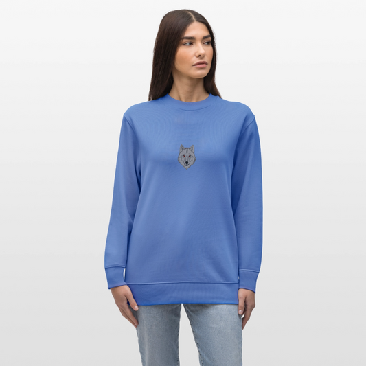 Wolf minimalist organic cotton women's sweatshirt - bright blue