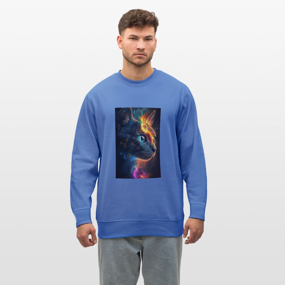 Cat men's organic cotton sweatshirt - bright blue