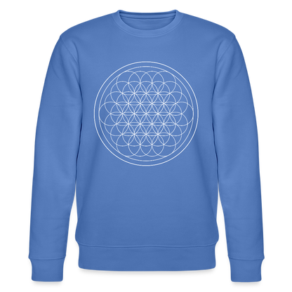White flower of life organic cotton women's sweatshirt - bright blue
