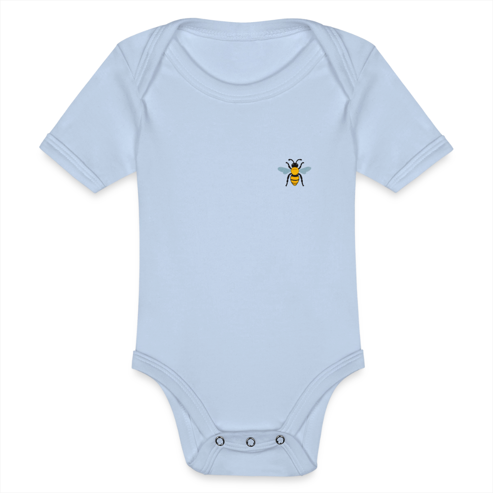 Bee Organic cotton short-sleeved Baby Bodysuit - sky