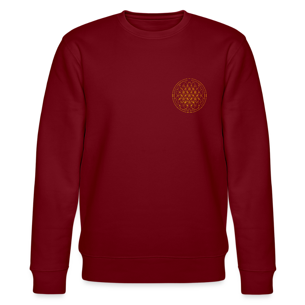 Golden flower of life organic cotton men's sweatshirt - burgundy