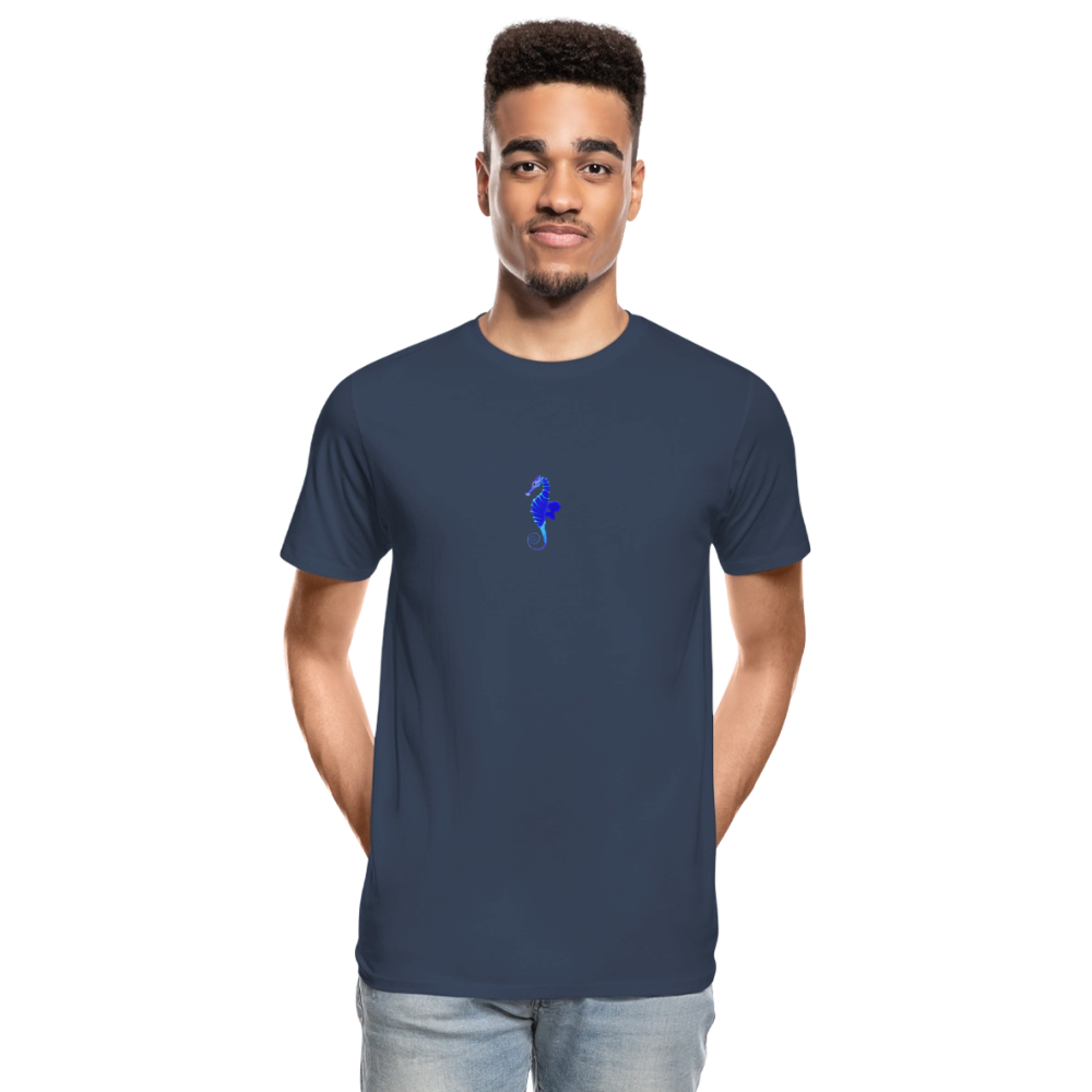 Seahorse minimalist men’s organic  cotton T-Shirt - navy