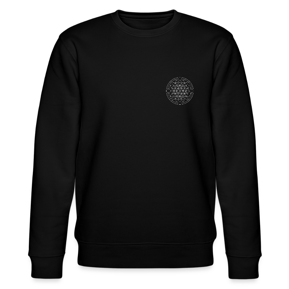 White flower of life Organic  cotton men's sweatshirt - black