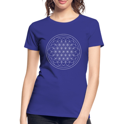 White flower of life women’s organic cotton T-Shirt - royal blue
