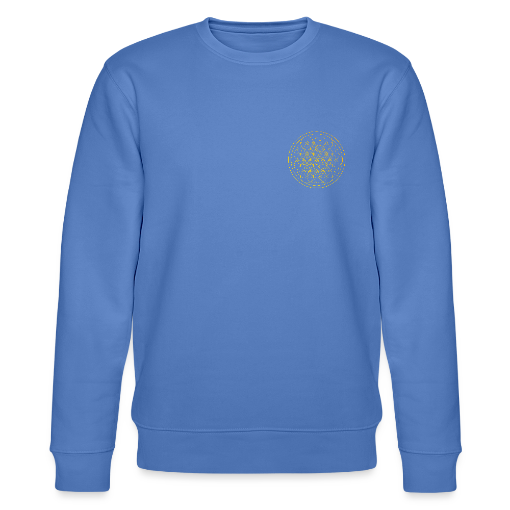 Golden flower of life organic cotton men's sweatshirt - bright blue