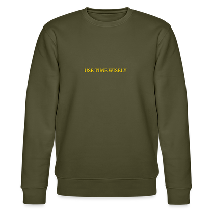 TIME quote organic cotton men's sweatshirt - khaki