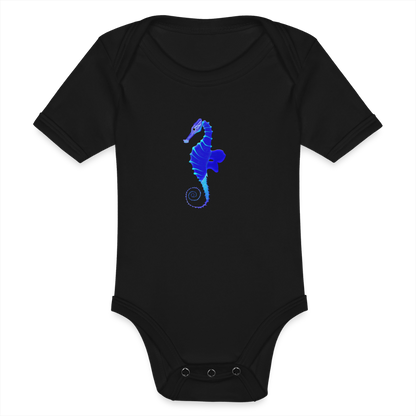 Seahorse Organic cotton short-sleeved Baby Bodysuit - black