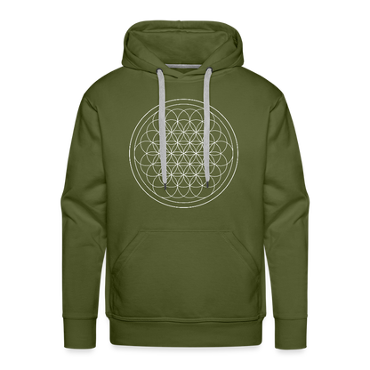 White flower of life men’s premium Hoodie - olive green