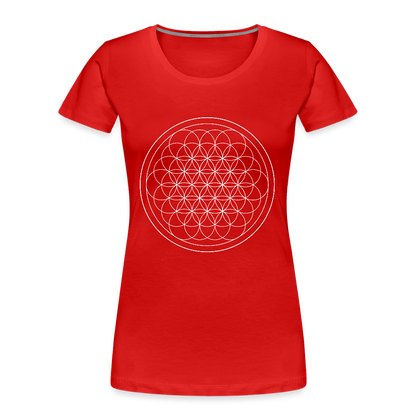 White flower of life women’s organic cotton T-Shirt - red