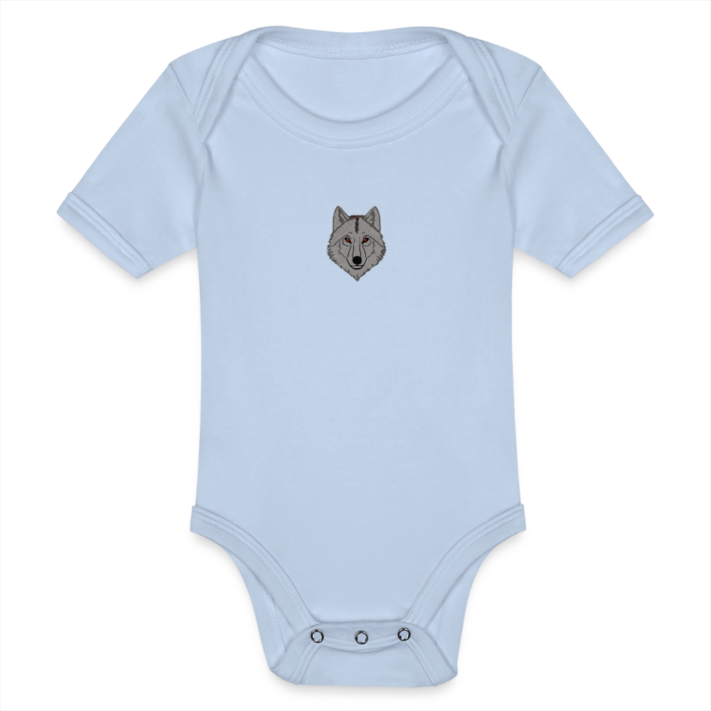 Wolf minimalist Organic Short-sleeved Baby Bodysuit - sky