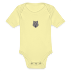 Wolf minimalist Organic Short-sleeved Baby Bodysuit - washed yellow