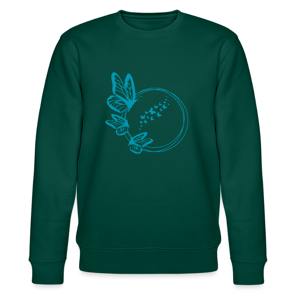 Blue butterflies women's organic cotton sweatshirt - forest