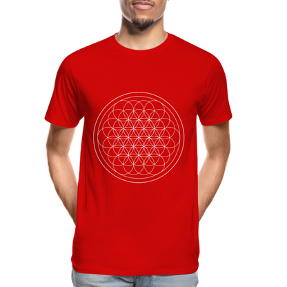 White flower of life men’s organic cotton T-Shirt - red