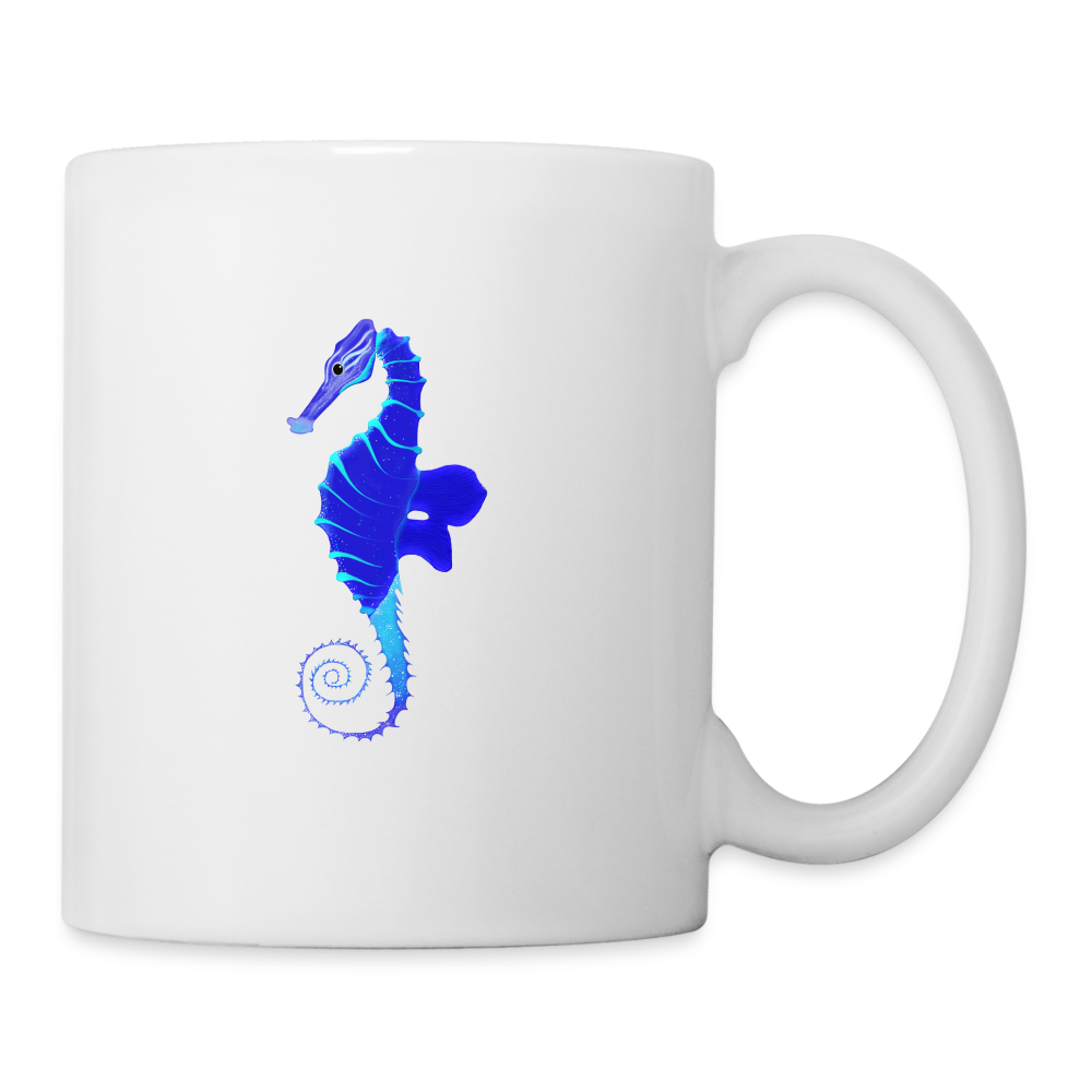 Blue Seahorse Ceramic Mug - white