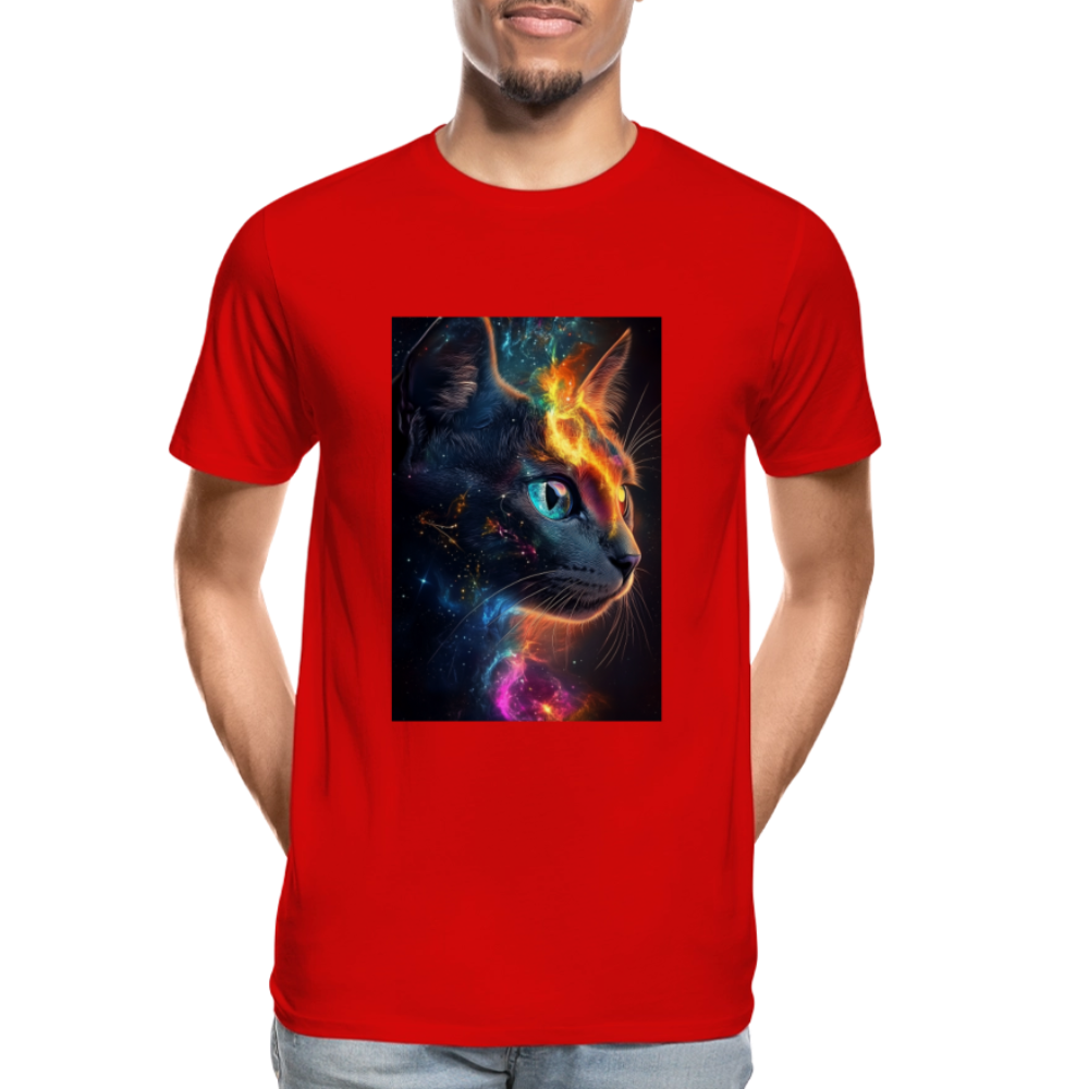 Cat men’s organic cotton T-Shirt - red