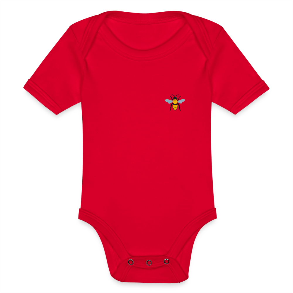 Bee Organic cotton short-sleeved Baby Bodysuit - red