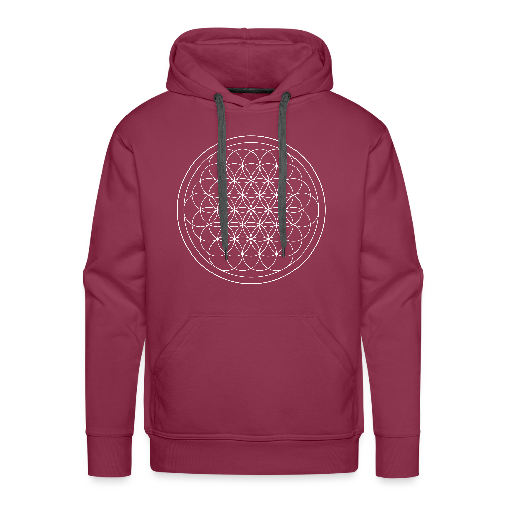 White flower of life men’s premium Hoodie - bordeaux