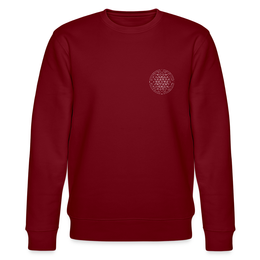 White flower of life Organic  cotton men's sweatshirt - burgundy