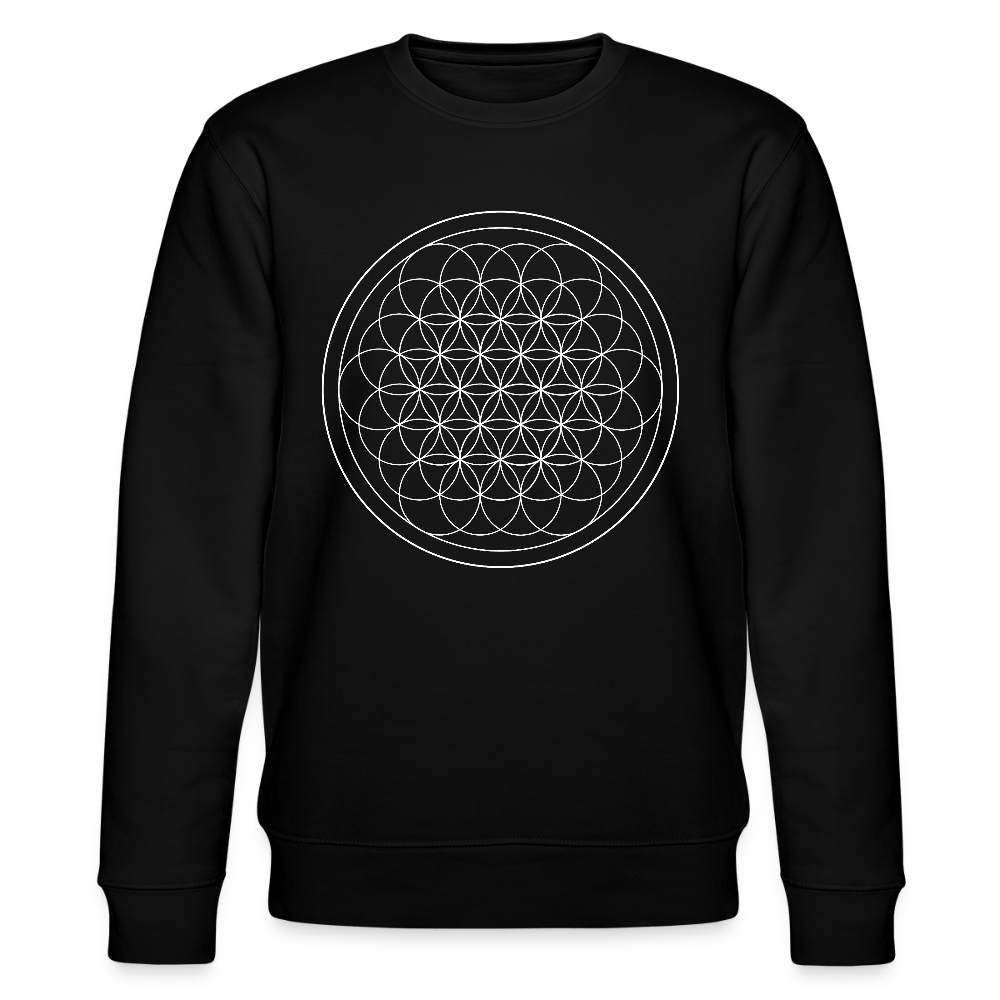 White flower of life organic cotton women's sweatshirt - black