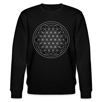 White flower of life organic cotton women's sweatshirt - black