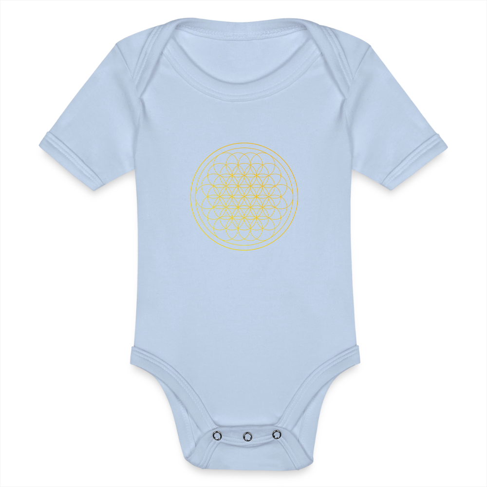 Golden flower of life Organic cotton short-sleeved Baby Bodysuit - sky