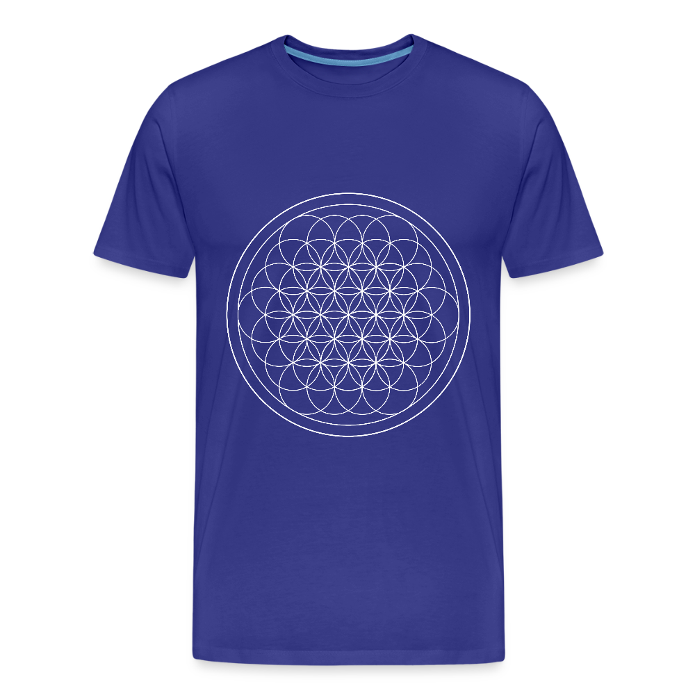 White flower of life men’s organic cotton T-Shirt - royal blue