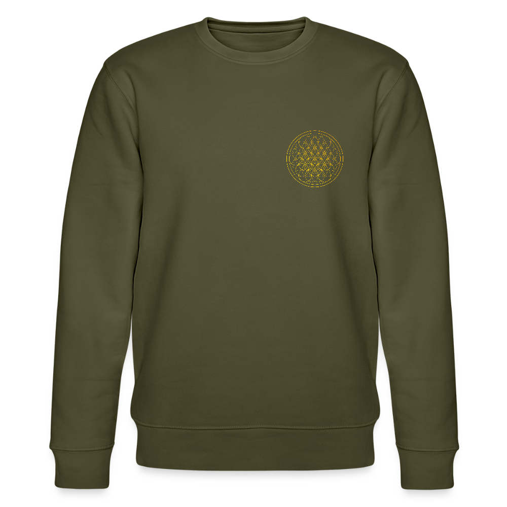 Golden flower of life organic cotton men's sweatshirt - khaki