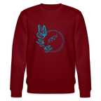 Blue butterflies women's organic cotton sweatshirt - burgundy