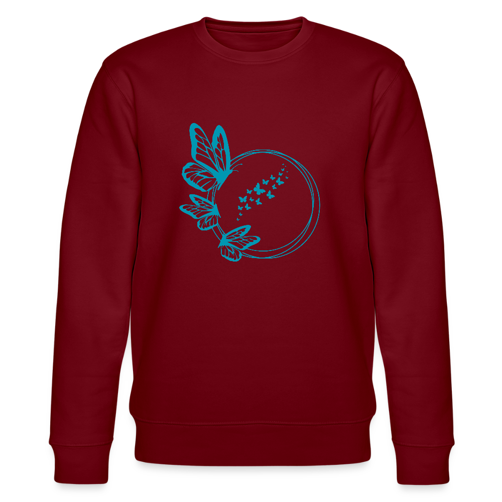 Blue butterflies women's organic cotton sweatshirt - burgundy